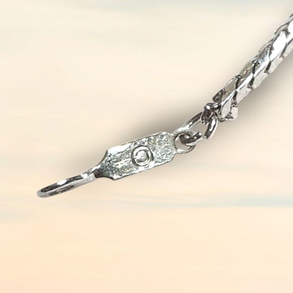 Vintage Monet Silver Herringbone Chain Bracelet 7" Classic Flat Link Smooth - Picture 5 of 7